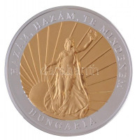 DN 'Hazám, hazám, te mindenem - Hungária / Cum deo pro patria et libertate' aranyozott, ezüstözött fém emlékérem (40mm) T:PP kis fo.