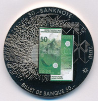 Svájc 2010. '50.-banknote' fém emlékérem 50Fr svájci bankjegy multicolor képével (50mm) T:1 Switzerland 2010. '50.-banknote' metal commemorative medallion with the multicolor image of 50 Francs banknote (50mm) C:UNC