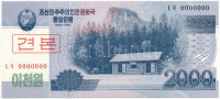 Észak-Korea 2008. 2000W 'MINTA' T:I North Korea 2008. 2000 Won 'SPECIMEN' C:UNC Krause#65s