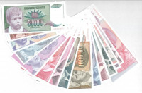 Jugoszlávia 1992-1993. 100D-10.000.000.000D (16xklf) T:IYugoslavia 1992-1993. 100 Dinara - 10.000.000.000 Dinara (16xdiff) C:UNC