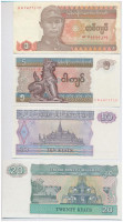 Mianmar 1990. 1K kis szenny.+ 1996. 5K + 10K + 1994. 20K T:I Myanmar 1990. 1 Kyat small dirt + 1996. 5 Kyats + 10 Kyats + 1994. 20 Kyats C:UNC Krause#67,70,71,72