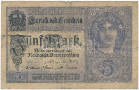 Német Birodalom 1917. 5M lezárt fóliában T:III German Empire 1917. 5 Mark in enclosed foil C:F Krause#56