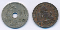 Belgium 1905. 10c Cu-Ni + 1911. 2c Br T:2-,3Belgium 1905. 10 Cent Cu-Ni + 1911. 2 Cent Br C:VF,FKrause KM#36, KM#53