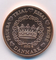 Dánia 2002. 5c 'Korona' próbaveret T:1 fo.Denmark 2002. 5 cents 'Crown' trial strike C:UNC spotted