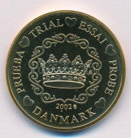 Dánia 2002. 50c 'Korona' próbaveret T:1 fo.Denmark 2002. 50 cents 'Crown' trial strike C:UNC spotted
