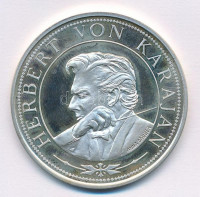 Ausztria DN 'Herbert von Karajan' jelzett Ag emlékérem. Szign.: Anna Däuber (20g/0.925/40mm) T:PP ujjlenyomat Ausztria ND 'Herbert von Karajan' hallmarked Ag medallion. Sign.: Anna Däuber (20g/0.925/40mm) C:PP fingerprint