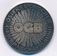 Ausztria DN '60 JAHRE ZUGEHÖRIGKEIT ÖGB / ÖSTERREICHISCHER GEWERKSCHAFTBUND - ÖGB' jelzett Ag emlékérem (25,85g/0.900/40mm) T:1- patina