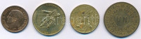 4db-os külföldi emlékérem, érme és zseton tétel, közte Szerbia 1879. 5p Br 'I. Milán' aranyozva és Peru 1964. 1S sárgaréz T:1--34pcs of various tokens and coins, including Serbia 1879. 5 Para Br 'Milan I' with gold plating and Peru