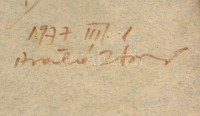 Arató István (1922-2010): Női portré, 1977. Filctoll, papír, jelzett. Üvegezett fa keretben, 33x24 cm