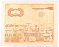 Szemethy Imre (1945- ): Fekete reneszánsz, 1976. Rézkarc, papír, jelzett, művészpéldány Épreuve d'artiste jelzéssel. Hátoldalán MNG kiveteli engedély pecséttel és paszpartuzás nyomaival. 40×49,5 cm