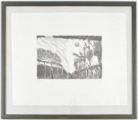 Szemethy Imre (1945- ): Világvége, 1996 . Rézkarc, papír, jelzett,számozott (19/20) üvegezett fa keretben, 19,5×29 cm