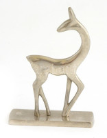 Art deco stílusú fém őzike, kis kopásnyomokkal, m: 13,5 cm