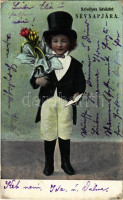 1903 Szívélyes üdvözlet névnapjára / Hungarian Name Day greeting card (Rb)