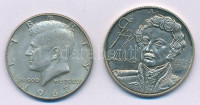 Vegyes: Amerikai Egyesült Államok 1967. 1/2$ Ag 'Kennedy' + Magyarország 1986. 100Ft alpakka 'Fáy András' T:1-,2