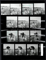 cca 1987 Egy aktfotózás vizuális naplója, Menesdorfer Lajos (1941-2005) budapesti fotóművész hagyatékából 52 db vintage fotó, 6x6 cm, a képeket hordozó fotópapír mérete 24x30 cm