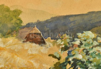 Neogrády Antal (1861-1942): Hegyvidéki táj. Akvarell, papír, jelzett. Sérült. Üvegezett, dekoratív fa keretben, 28,5×38,5 cm