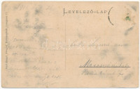 1910 Ladamos, Loamnes; vasútállomás gőzmozdonnyal, várakozó utasok csoportképe. Josef Briegel / railway station with locomotive, waiting people group picture (EK)