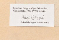 Nemes Béla (1912-1972): Viharos tenger. Olaj, farost, jelzés nélkül, hátoldalán a művész lánya eredetiség igazolásával, kopott fa keretben, 32x47,5 cm