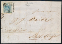 1853 9kr HP type III, szép / órási szélekkel távolsági levélen, teljes tartalommal 'P(ES)TH' - 'STEYR' szép darab!