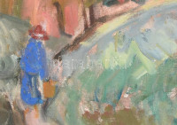 Tallós Ilona (1918-1991): Balatoni fények. Olaj, vászon, jelzett. Fa keretben, 60×80 cm / Ilona Tallós (1918-1991): Lights at Lake Balaton. Oil on canvas, signed. Framed, 60×80 cm