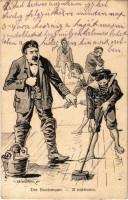 Der Bootsmann / Il nostromo / K.u.K. Kriegsmarine Matrose / Austro-Hungarian Navy mariner humour art postcard. A. Bonetti, Pola 1910. s: Ed. Dworak (EK)
