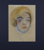 Gara Arnold (1882 - 1929) : Szőke lányfej, pasztell, 40 x 32