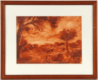Collings, Gerald (1974): Táj naplementekor, papír, akril, 21,5 x 29,5 cm
