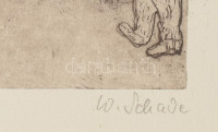 W. Schade jelzéssel: Zenekar. Rézkarc, papír. Üvegezett fakeretben. 16×12 cm