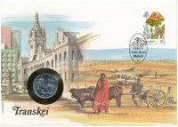 Dél-Afrikai Köztársaság / Transkei 1990. 20c Ni felbélyegzett borítékban, bélyegzéssel, német nyelvű tájékoztatóval T:1- kis patinaSouth African Republic / Transkei 1990. 20 Cents Ni in envelope with stamp, cancellation and a