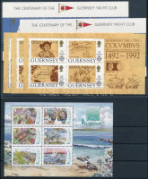 Nagy Britannia - Guernsey összeállítás, benne blokkok + 2 db bélyegfüzet, 8 db stecklapon