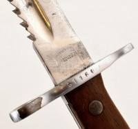 Svájc 1914M nagy méretű fűrészbajonett. Hüvellyel, bőr papuccsal, komplett. / Sawbayonett Sägebajonett - Schweizer Armee - Ordonanz 1914 complete. 64 cm