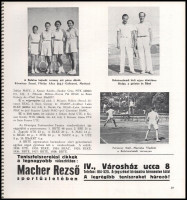 1938 A Magyar Országos Lawn-Tennis Szövetség évkönyve rengeteg fényképpel és adattal, dekoratív címlapgrafikával, szép állapotban, 148p