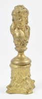 Jelzés nélkül: Női büszt. Réz, kopott, m: 12,5 cm