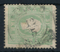 1858 3kr zöld, halvány 'TYRNAU' rövid sarokfog / short corner perf.