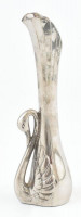 Hattyús egyszálas virágtartó, ezüstözött fém, jelzés nélkül, m: 18 cm