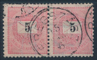 1889 5kr pár, egyik bélyeg sztereo jegyekkel