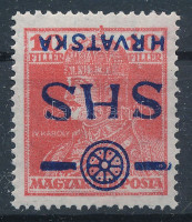 SHS 1918 Károly 10f fordított felülnyomással, Bodor vizsgálójellel