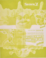 Shrek 2 matricagyűjtő poszter, 4 db beragasztott matricával, 52x42 cm