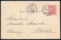 1898 Kassai képeslap 5kr bélyeggel Svájcba