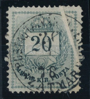 1874 20kr széles papírránccal