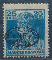 Debrecen I. 1919 Károly 25f fekete felülnyomással (300 példány), Flasch és Bodor vizsgálójellel R! (25.000)