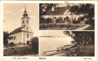 Bölcske, Római katolikus templom, zárda, Duna részlet, evezős csónakok (EB)