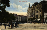1918 Pécs, Széchenyi tér, Takarékpénztár, Tauszig Ármin üzlete (EK)