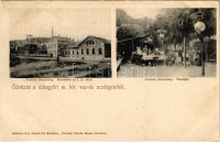 Pereces (Miskolc), Diósgyőri m. kir. vas- és acélgyár bányatelepe, hivatalház és I. sz. akna, vendéglő kert. Lövy József fia kiadása, Forstné Váncza Emma felvétele