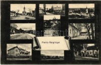 Pomáz, Pomáz-Margitliget; mozaiklap, rajta Ottokár hadiárvaház, Fő utca, templom, Lourdesi Mária kápolna és barlang, Vasútállomás, gőzmozdony, Állami iskola, Óvoda. Kiadja a Fogyasztási Szövetkezet