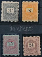 1889 Feketszámú elektrotip 1kr, 8kr, 15kr és 24kr 11 1/2 fogazással (min. 12.900)