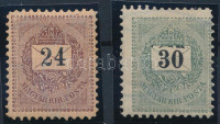 1889 Feketszámú elektrotip 24kr és 30kr 11 1/2 fogazással (12.500) (rövid sarokfogak / short corner perfs.)