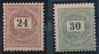 1889 Feketeszámú elektro 24kr és 30kr 12 : 11 3/4 fogazással (12.000)