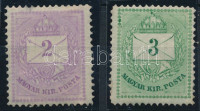 1874 Színesszámú 2kr és 3kr 13-as fogazással (min. 15.000)