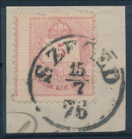 1874 5kr látványosan nagyobbra fogazva (ex Lovász) (a bélyeg el volt szakadva / tear)